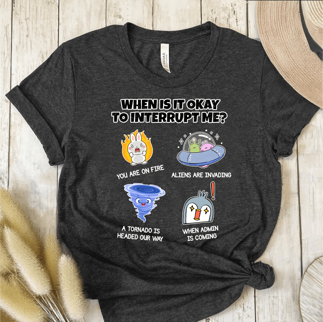 T-Shirt Dark Grey Heather / S When Is It Okay To Interrupt Me T-Shirt