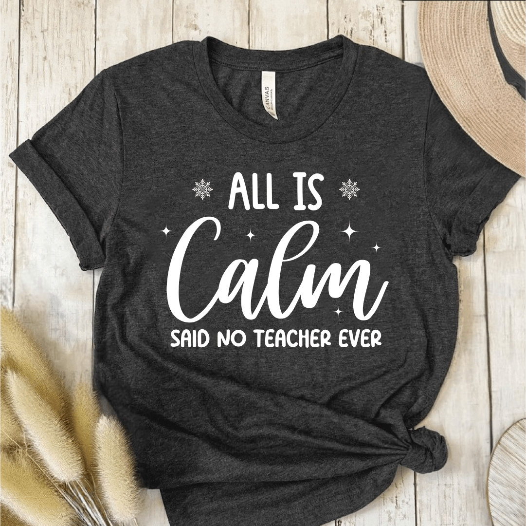 T-Shirt Dark Grey / S All Is Calm Said No Teacher Ever (text) T-Shirt