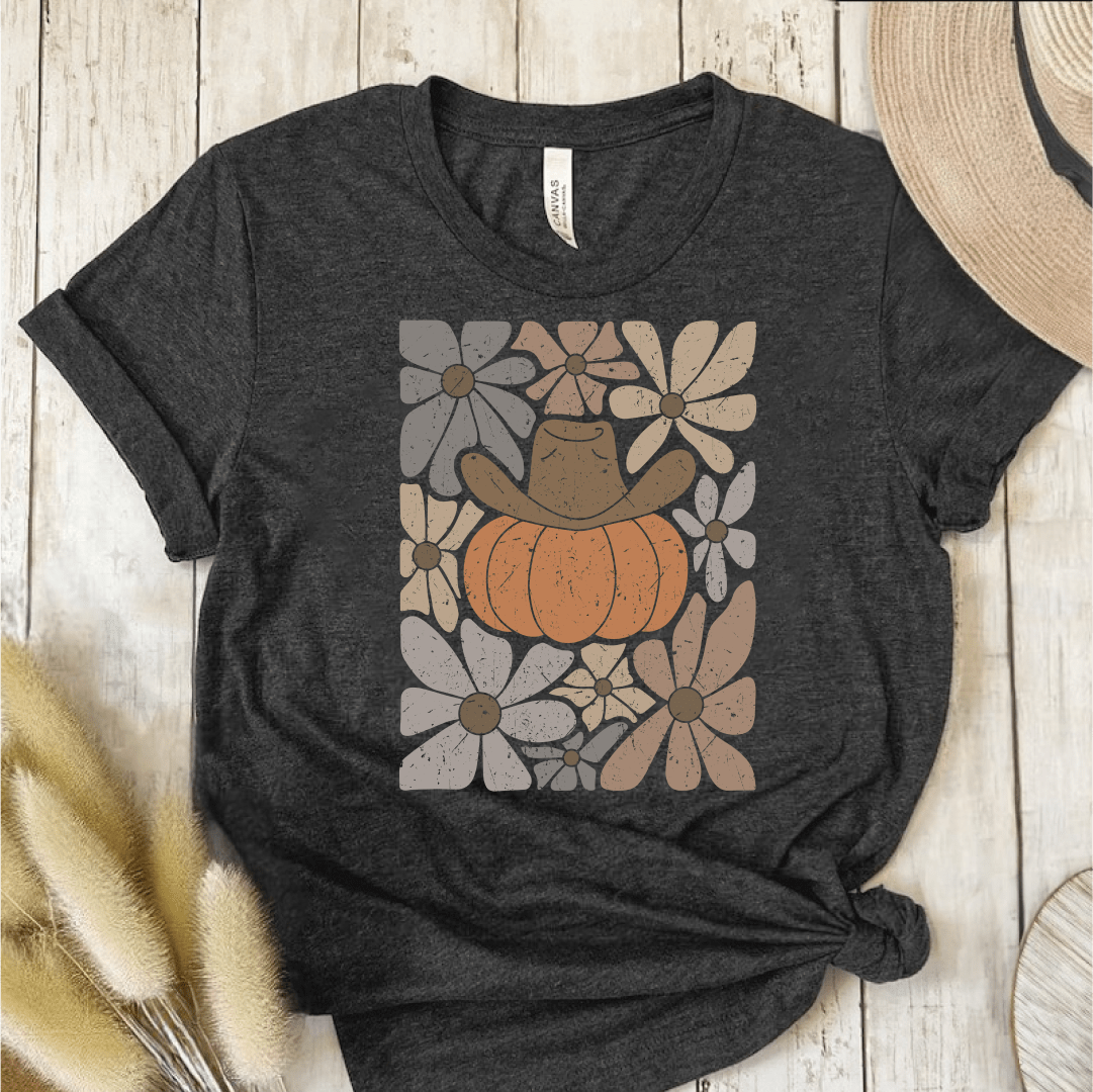 T-Shirt Dark Grey / S Boho Fall Pumpkin T-Shirt