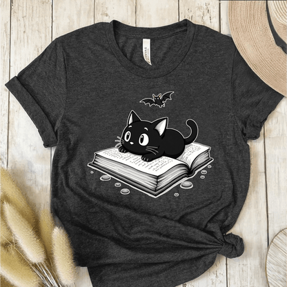 T-Shirt Dark Grey / S Cat Book Bat T-Shirt