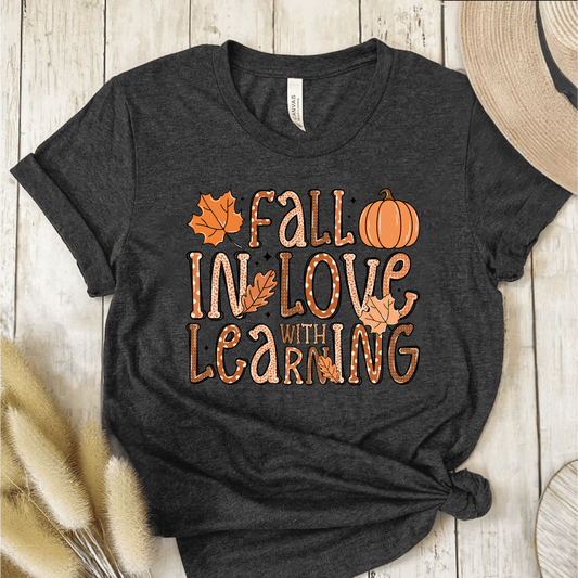 T-Shirt Dark Grey / S Fall In Love With Learning T-Shirt