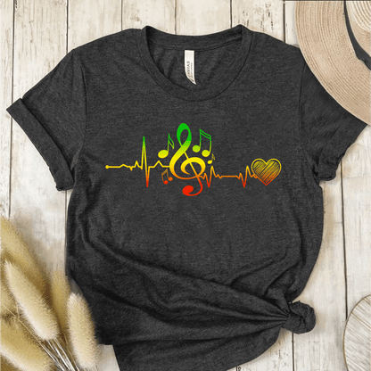 T-Shirt Dark Grey / S Heartbeat Musical Notes T-Shirt