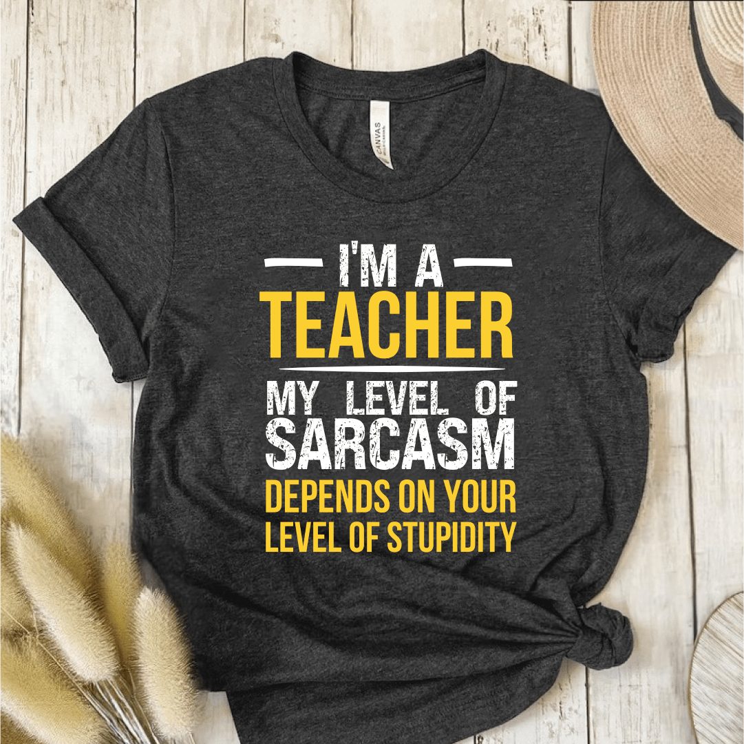 T-Shirt Dark Grey / S I'm A Teacher My Level Of Sarcasm Depends On Your Level of Stupidity T-Shirt