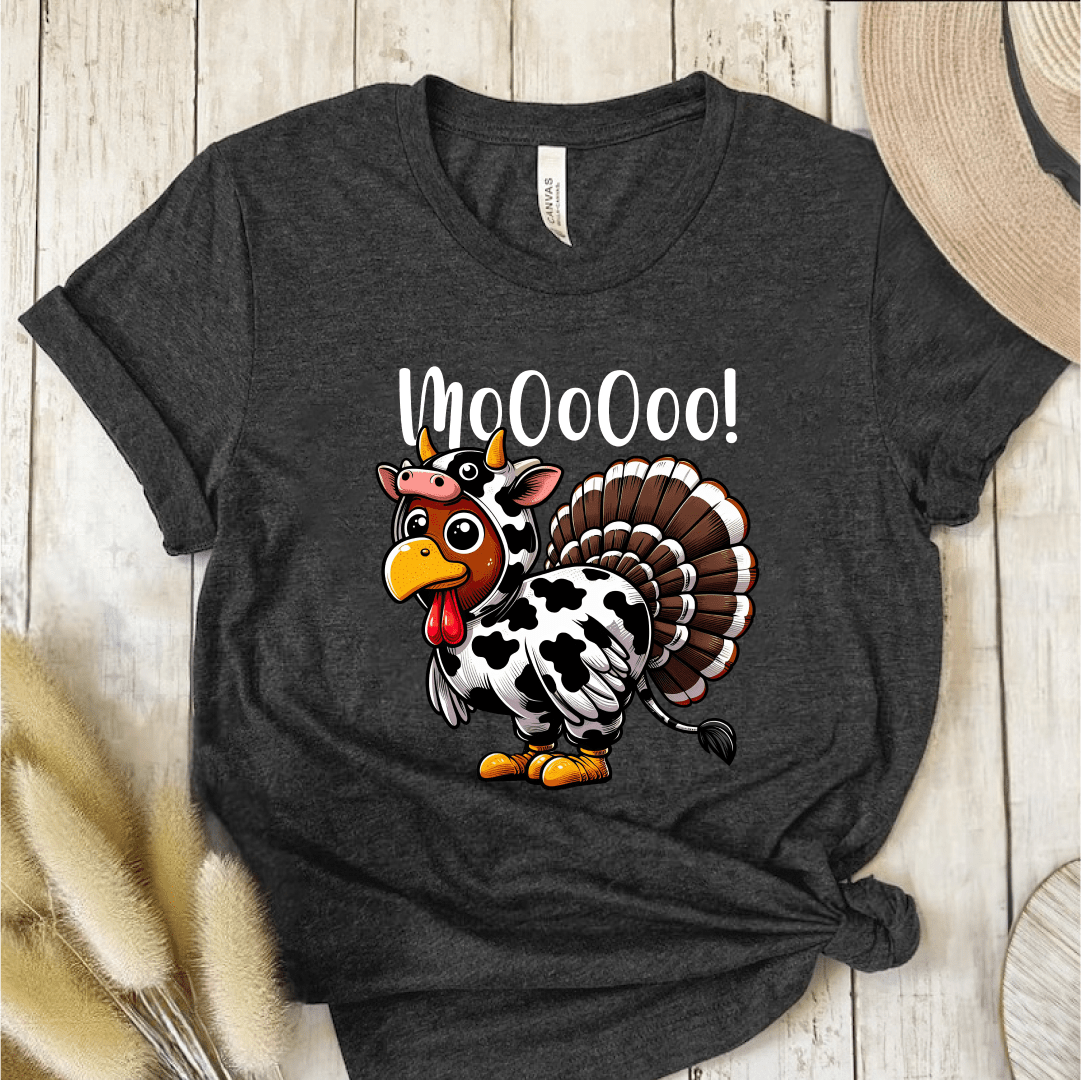 T-Shirt Dark Grey / S Moo Turkey Cow T-Shirt