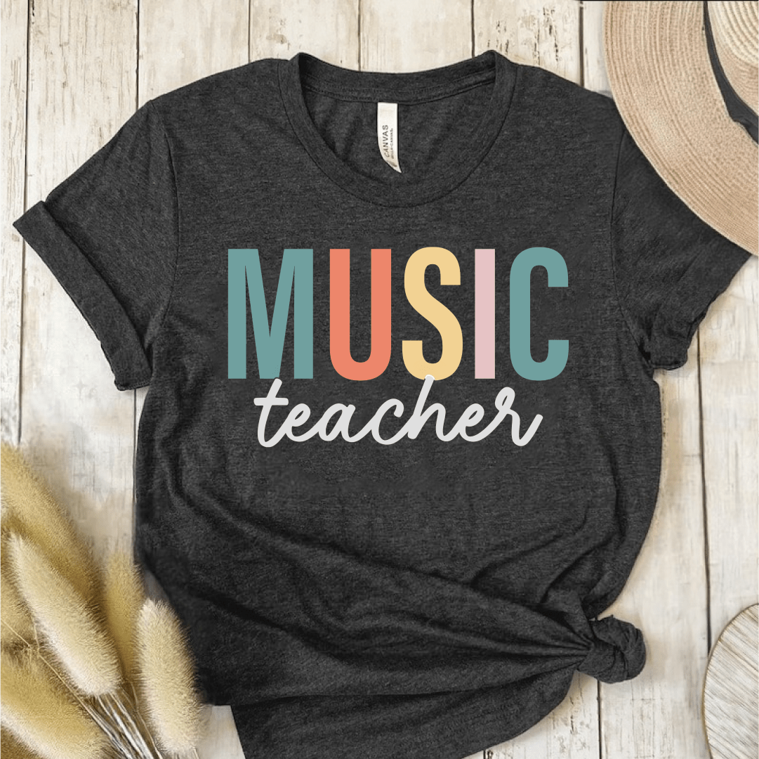 T-Shirt Dark Grey / S Music Teacher Pastel Block T-Shirt