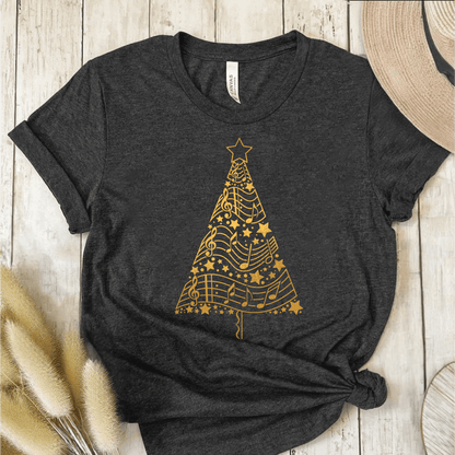 T-Shirt Dark Grey / S Musical Notes Christmas Tree T-Shirt