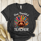 T-Shirt Dark Grey / S One Thankful Teacher Pencil Turkey T-Shirt