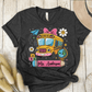 T-Shirt Dark Grey / S Personalized Name School Bus Cute Icon Pencil T-Shirt