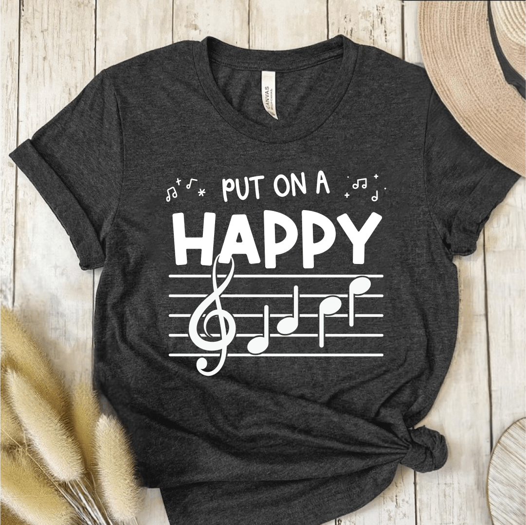 T-Shirt Dark Grey / S Put On A Happy Face (Music) T-Shirt