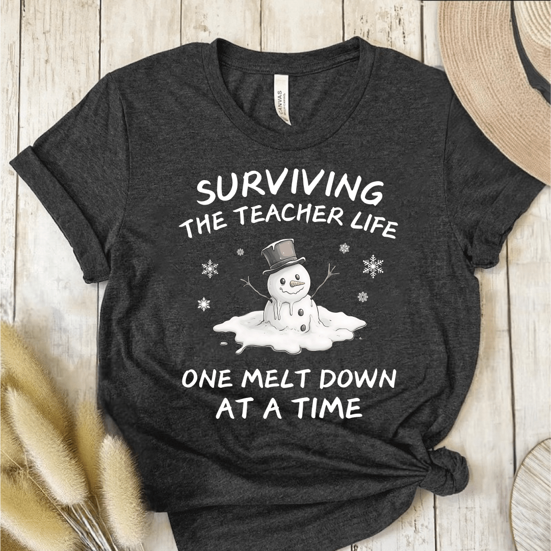 T-Shirt Dark Grey / S Surviving The Teacher Life One Meltdown At A Time T-Shirt