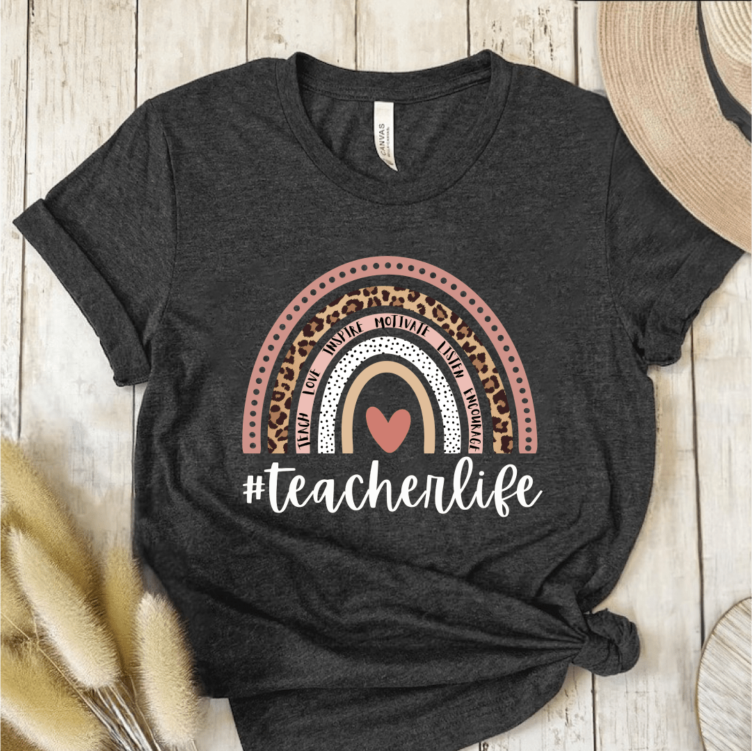 T-Shirt Dark Grey / S Teacher Life Rainbow T-Shirt