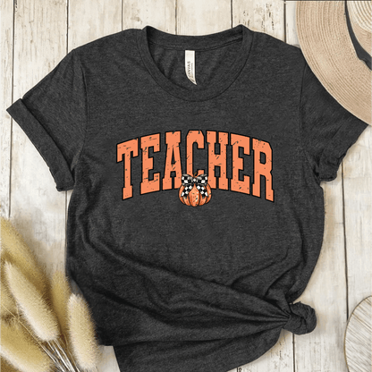 T-Shirt Dark Grey / S Teacher Pumpkin Retro Vintage T-Shirt