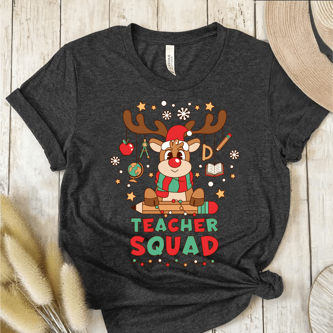 T-Shirt Dark Grey / S Teacher Squad Reindeer T-Shirt