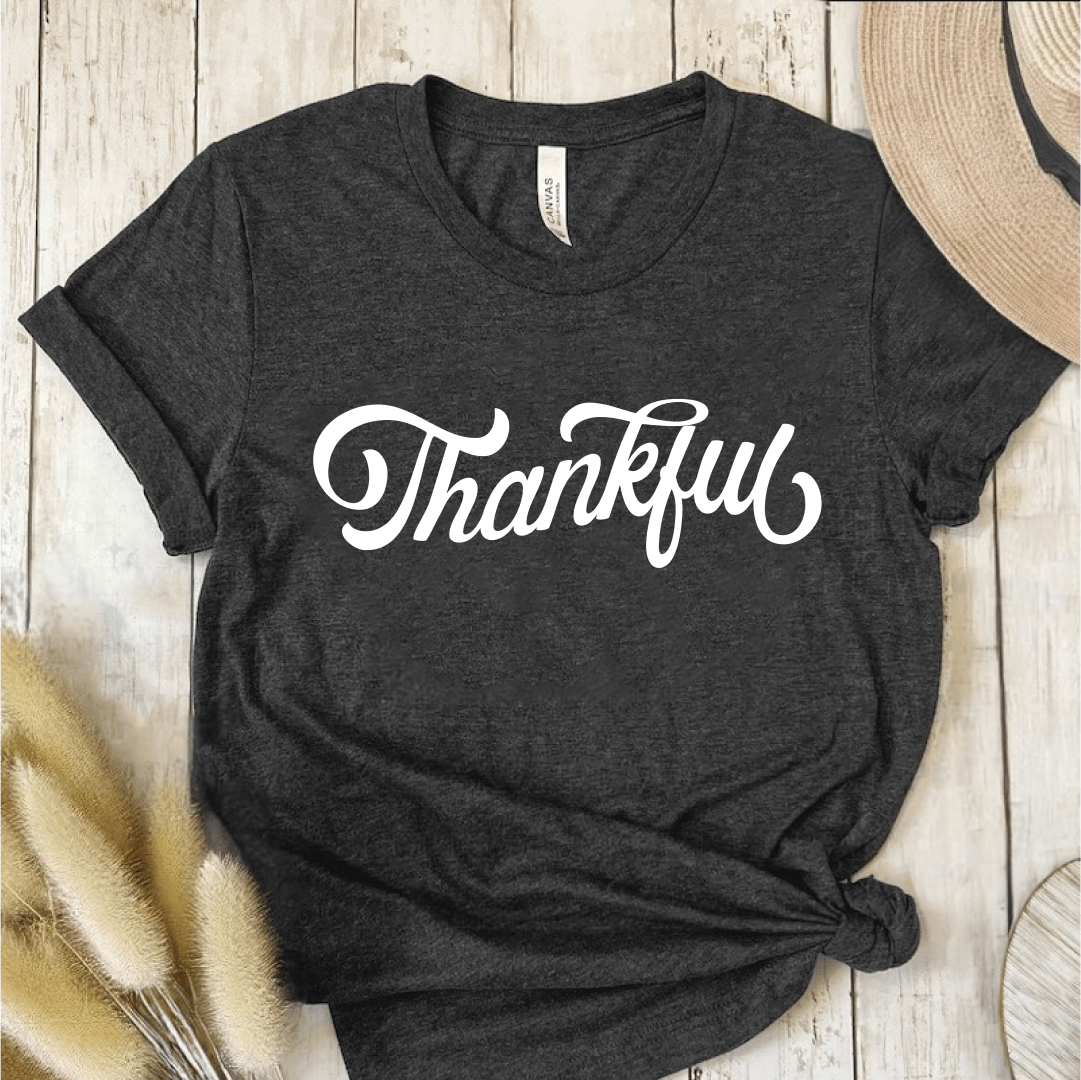 T-Shirt Dark Grey / S Thankful Cursive T-Shirt