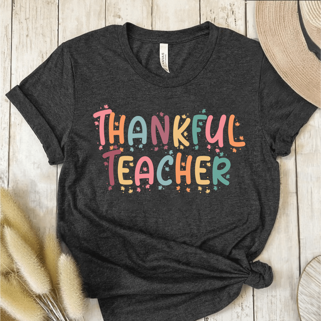 T-Shirt Dark Grey / S Thankful Teacher Pastel Sparks T-Shirt