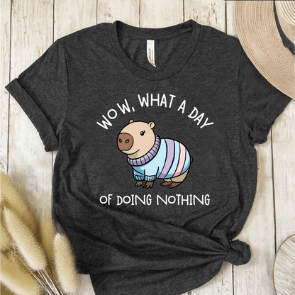 T-Shirt Dark Grey / S Wow What A Day Of Doing Nothing T-Shirt