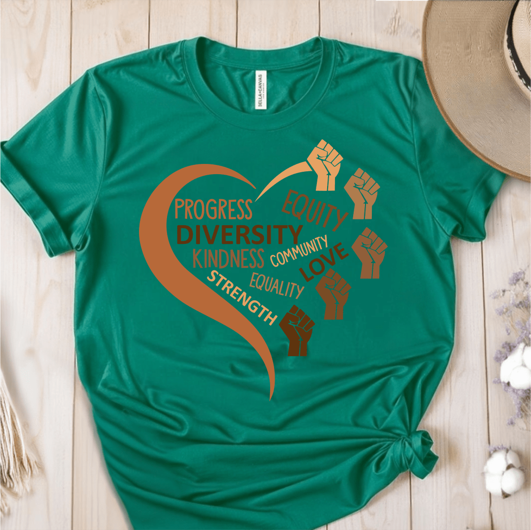 T-Shirt Green / S Diversity Heart Skin Color T-Shirt