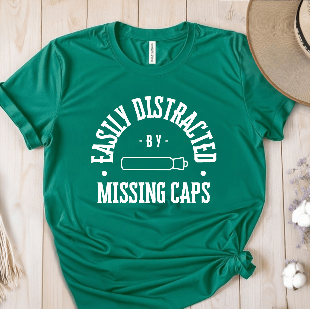 T-Shirt Green / S Easily Distracted By Missing Caps T-Shirt