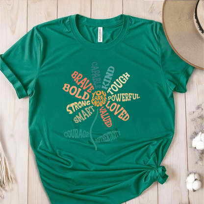 T-Shirt Green / S You Are Enough Flower T-Shirt