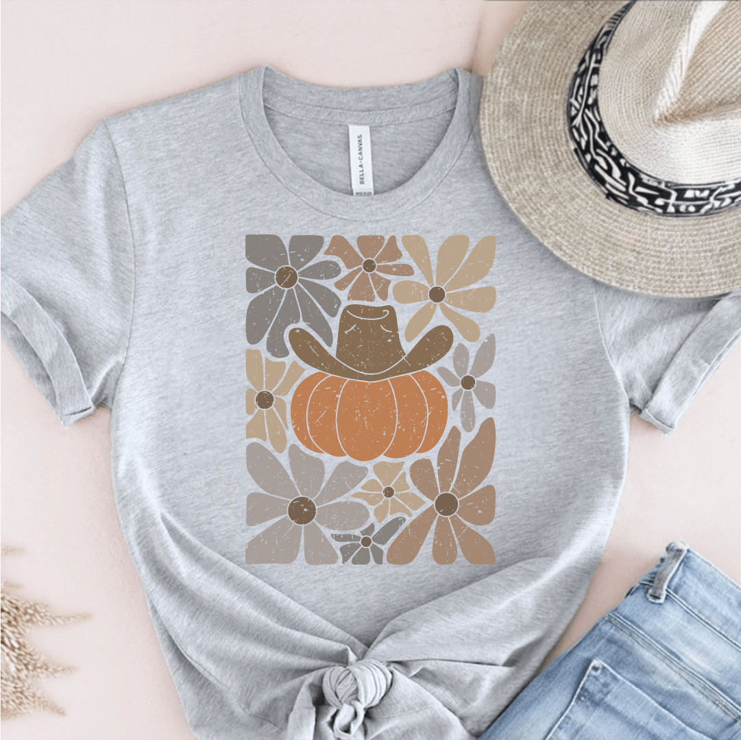 T-Shirt Grey / S Boho Fall Pumpkin T-Shirt