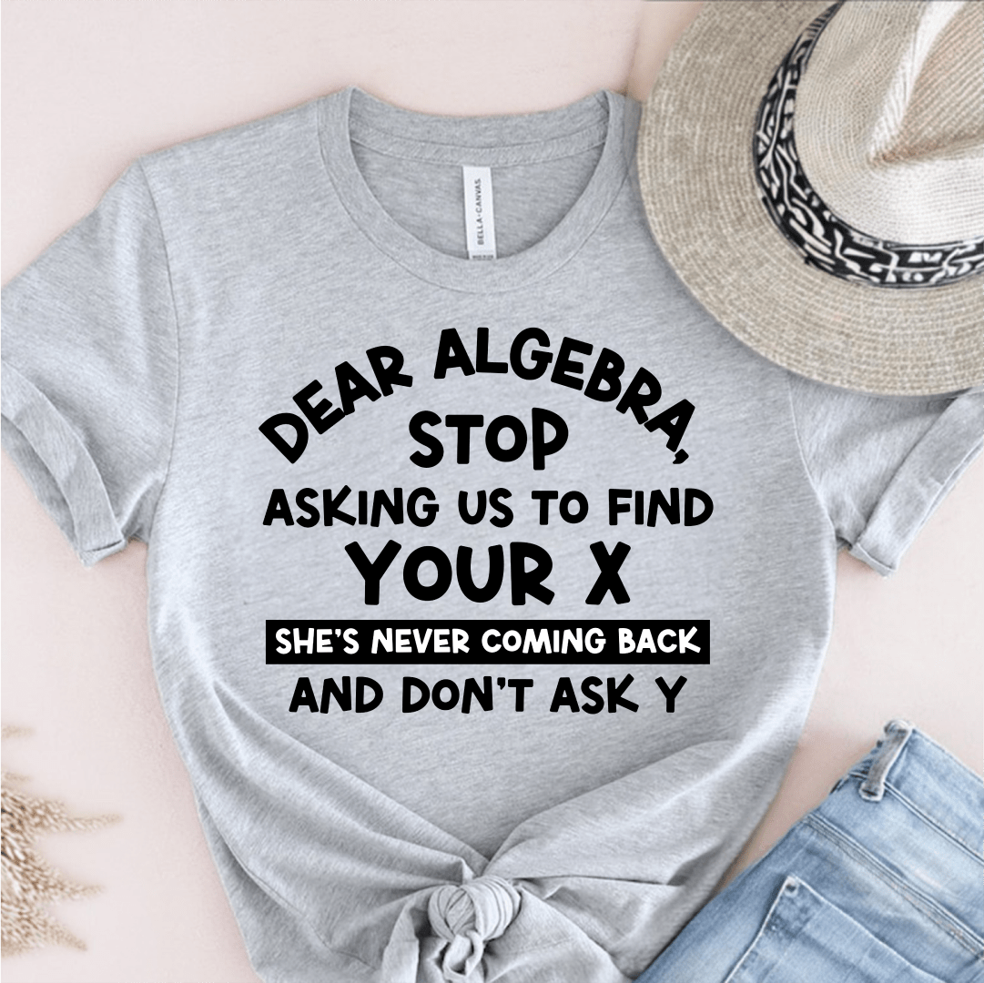 T-Shirt Grey / S Dear Algebra Stop Asking Us To Find Your X T-Shirt