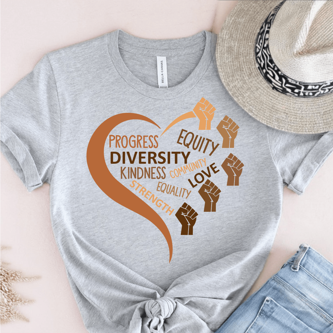 T-Shirt Grey / S Diversity Heart Skin Color T-Shirt