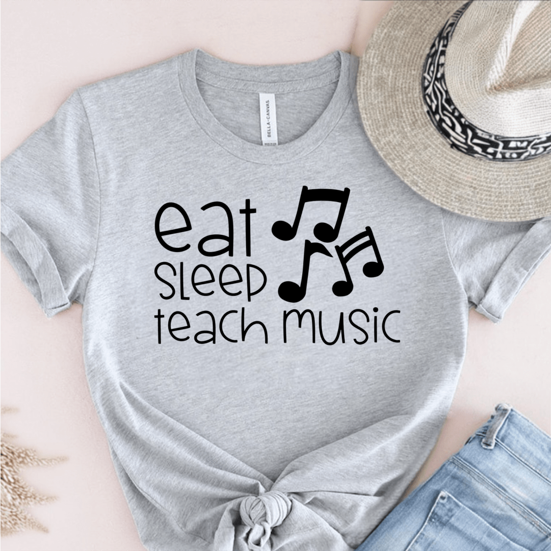 T-Shirt Grey / S Eat Sleep Teach Music T-Shirt
