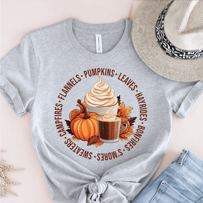 T-Shirt Grey / S Flannels Pumpkins Leaves T-Shirt