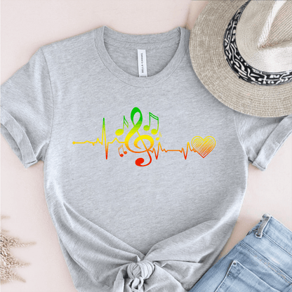 T-Shirt Grey / S Heartbeat Musical Notes T-Shirt