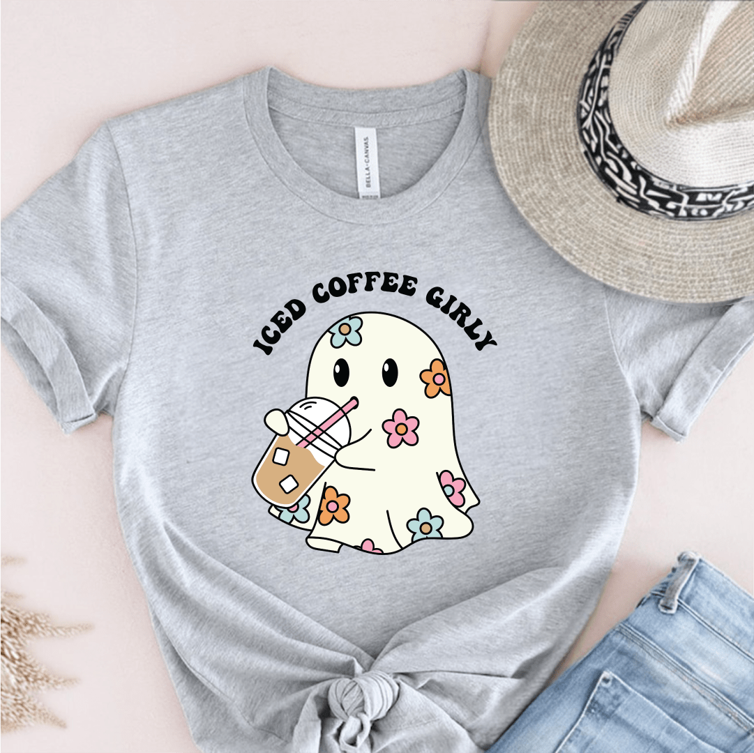 T-Shirt Grey / S Iced Coffee Girly Ghost T-Shirt