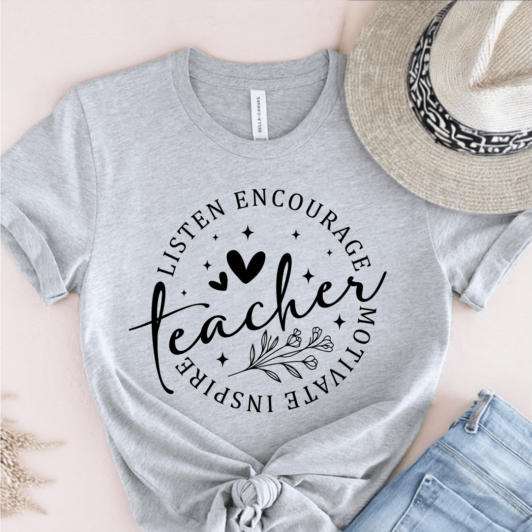 T-Shirt Grey / S Listen Encourage Teacher T-Shirt