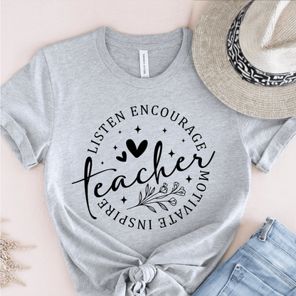 T-Shirt Grey / S Listen Encourage Teacher T-Shirt