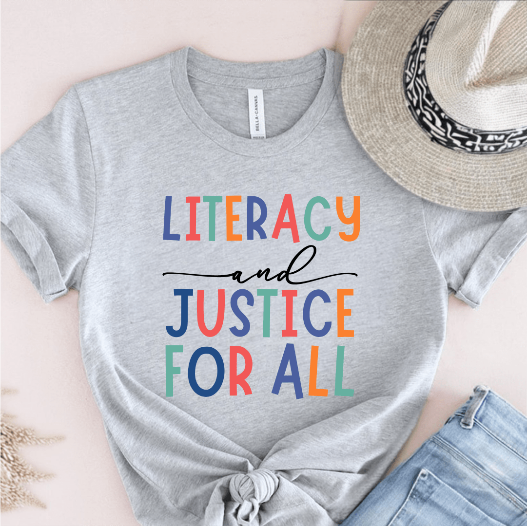 T-Shirt Grey / S Literacy and Justice For All T-Shirt