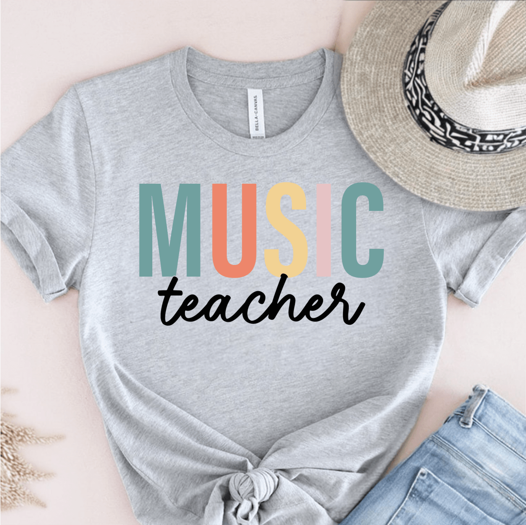 T-Shirt Grey / S Music Teacher Pastel Block T-Shirt