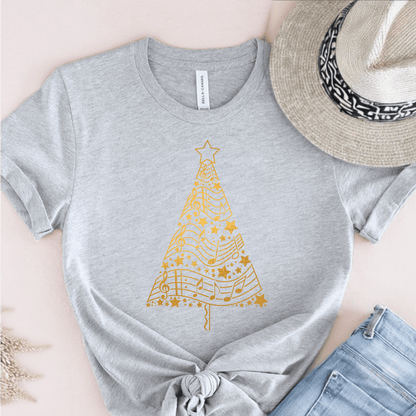 T-Shirt Grey / S Musical Notes Christmas Tree T-Shirt