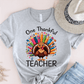 T-Shirt Grey / S One Thankful Teacher Pencil Turkey T-Shirt