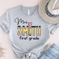 T-Shirt Grey / S Personalized Name And Grade Pencil Heart T-Shirt