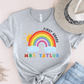 T-Shirt Grey / S Personalized Name Grade Rainbow Sun Colorful T-Shirt