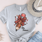 T-Shirt Grey / S Personalized Name Pencil Pattern Bow Hearts T-Shirt