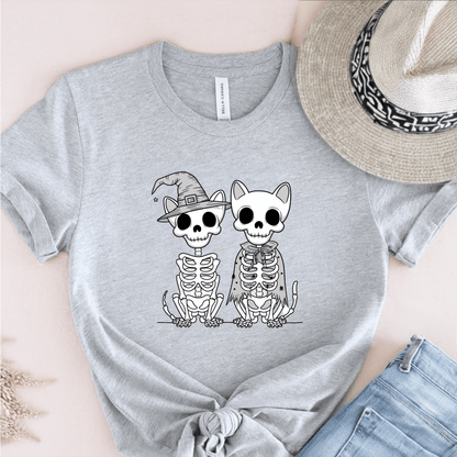 T-Shirt Grey / S Skeleton Cat Dog T-Shirt