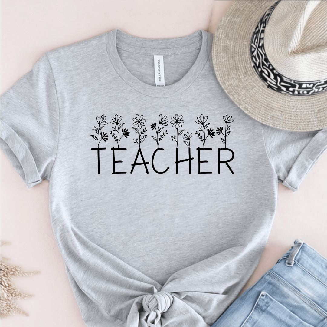 T-Shirt Grey / S Teacher Flower T-Shirt