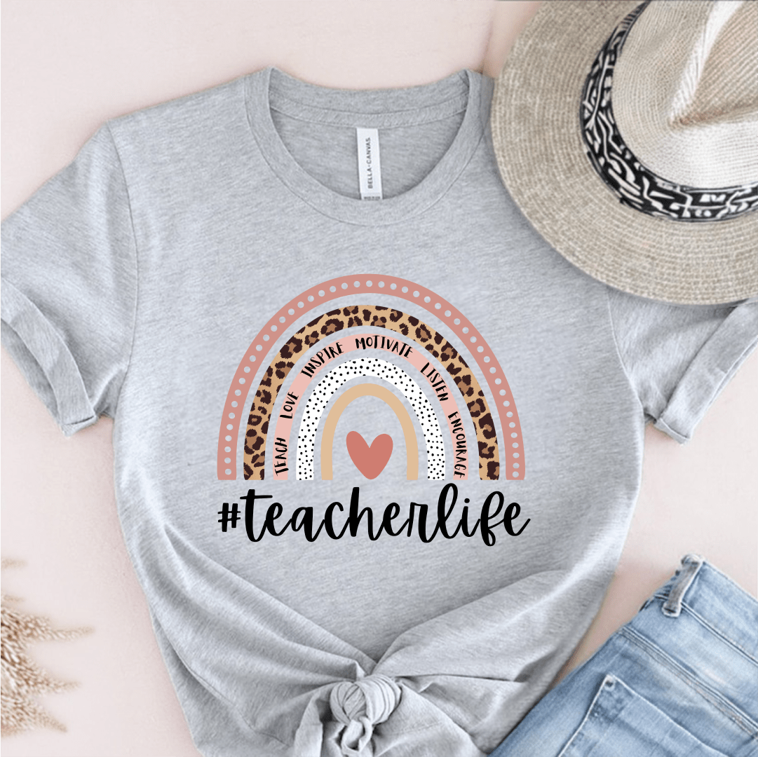 T-Shirt Grey / S Teacher Life Rainbow T-Shirt