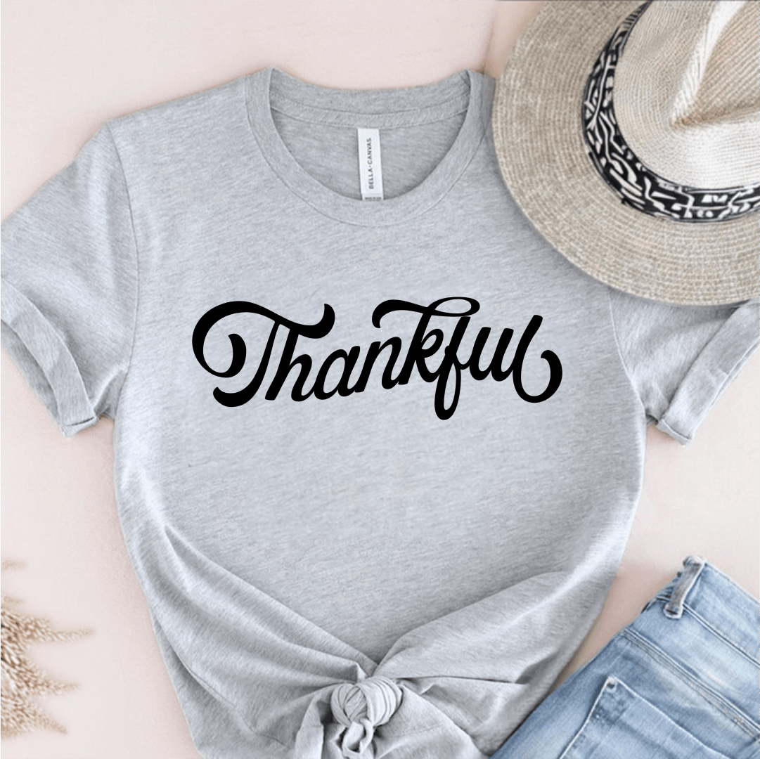 T-Shirt Grey / S Thankful Cursive T-Shirt