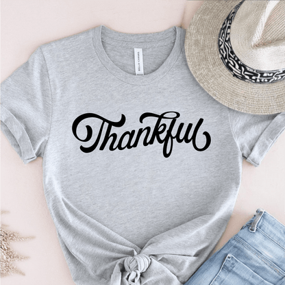 T-Shirt Grey / S Thankful Cursive T-Shirt