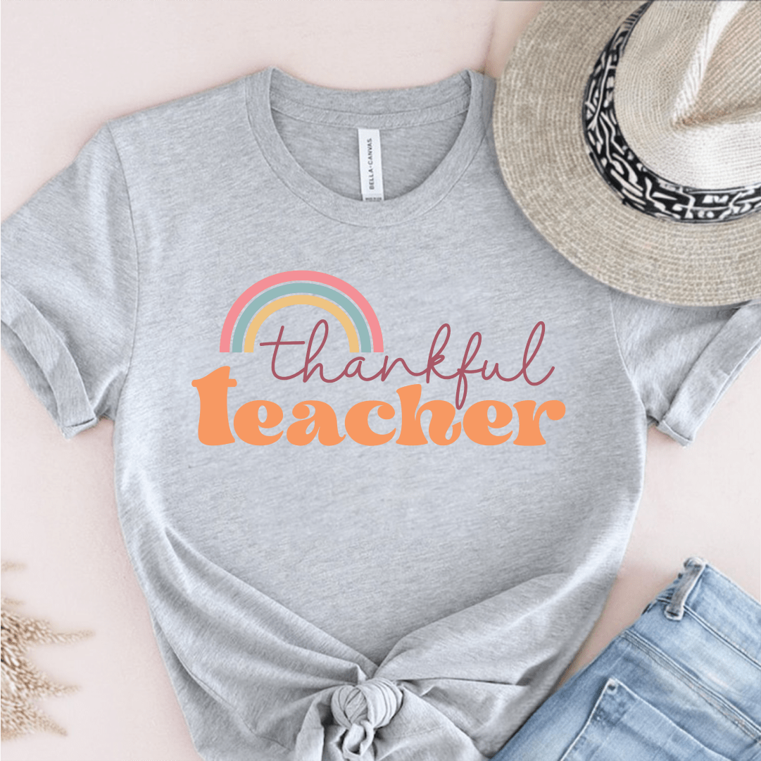 T-Shirt Grey / S Thankful Teacher Rainbow T-Shirt