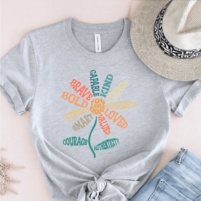 T-Shirt Grey / S You Are Enough Flower T-Shirt