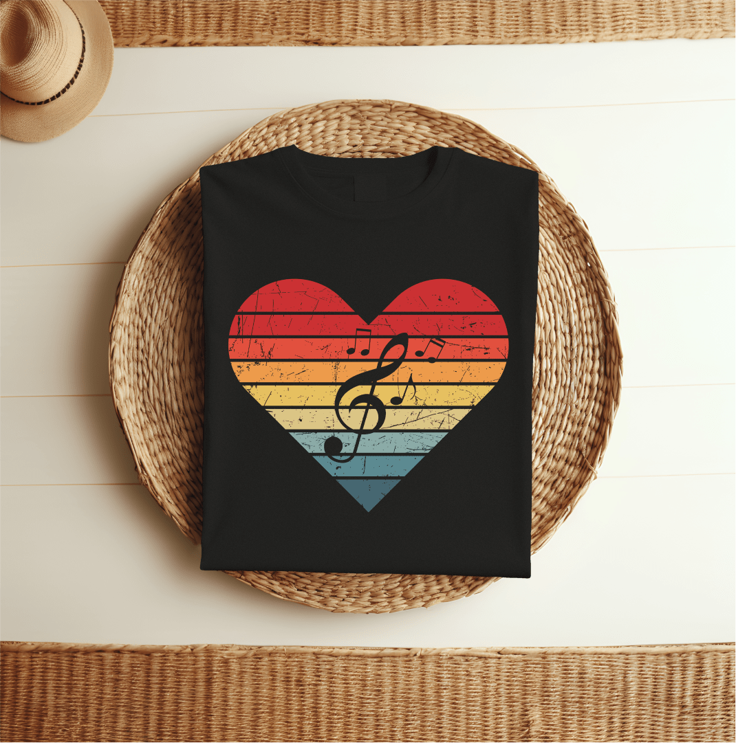 T-Shirt Heart Music Retro T-Shirt