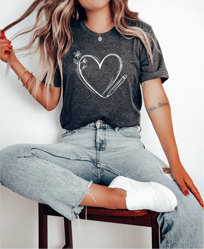 T-Shirt Heart Pencil Sketch T-Shirt