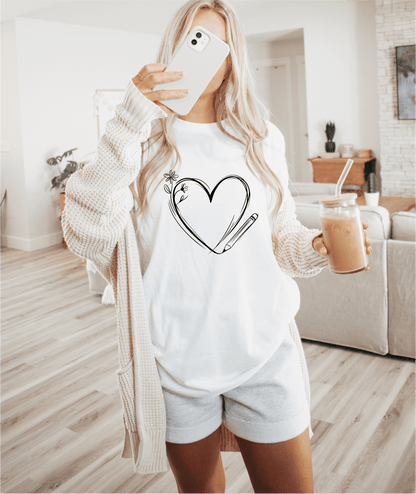 T-Shirt Heart Pencil Sketch T-Shirt