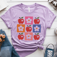 T-Shirt Heather Prism Lilac / S Apple Flower Textured Checkerboard Cute Teacher T-Shirt